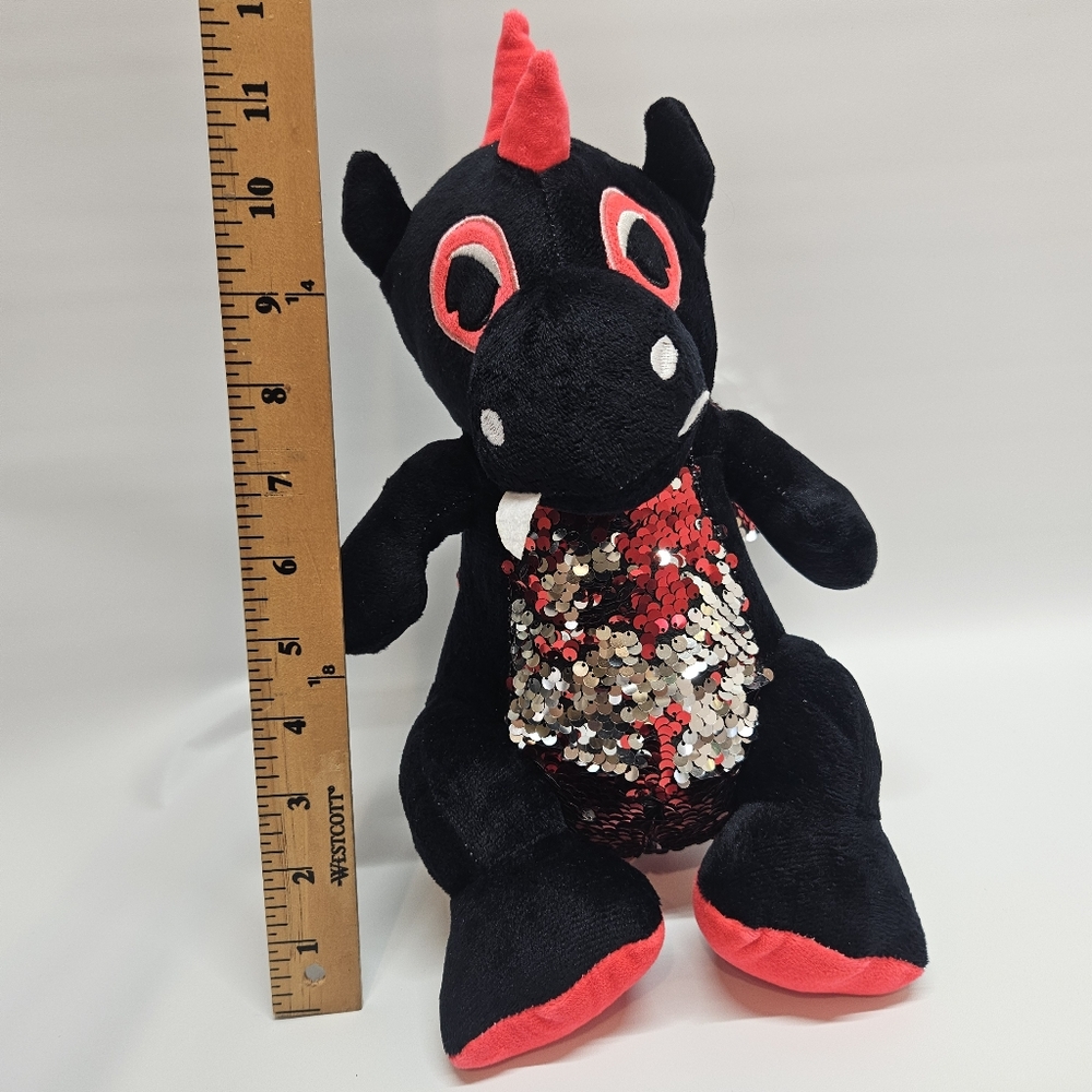 Fun Express Black & Red Dragon Plush With Two-Tone Red & Silver Flipping Sequins
